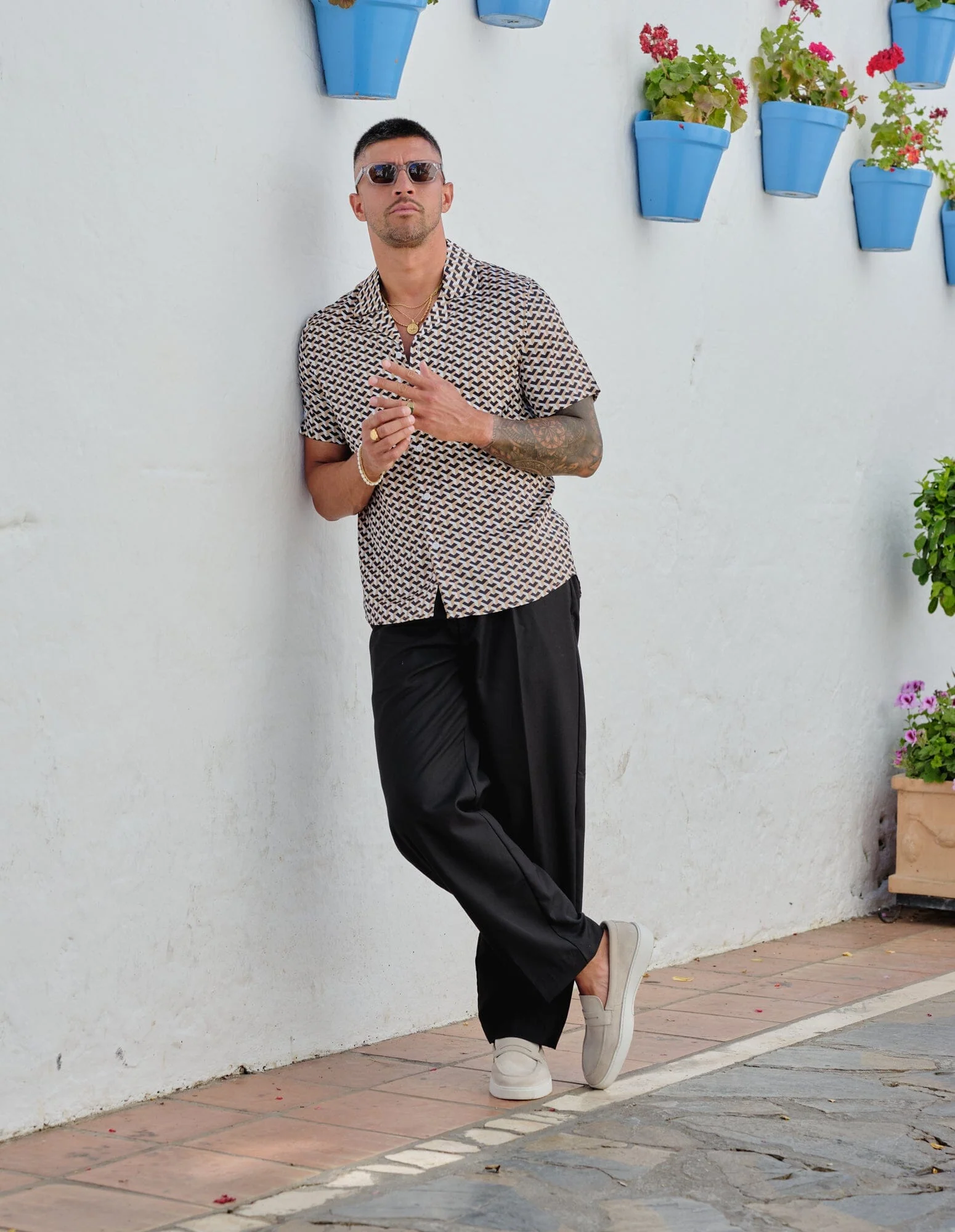 Gold S/S Illusion Print Resort Shirt - Image 3