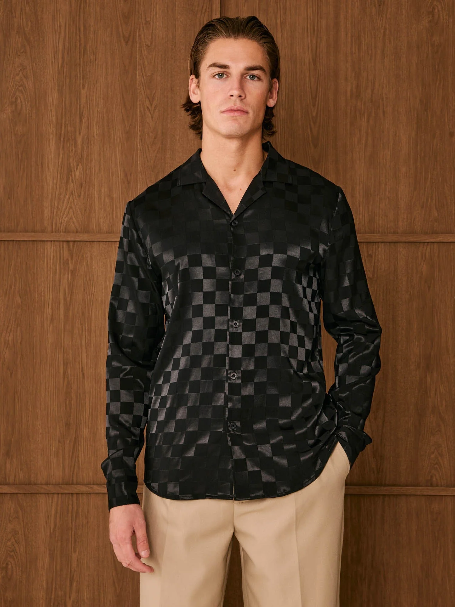Black Jacquard Square Shirt - Image 3