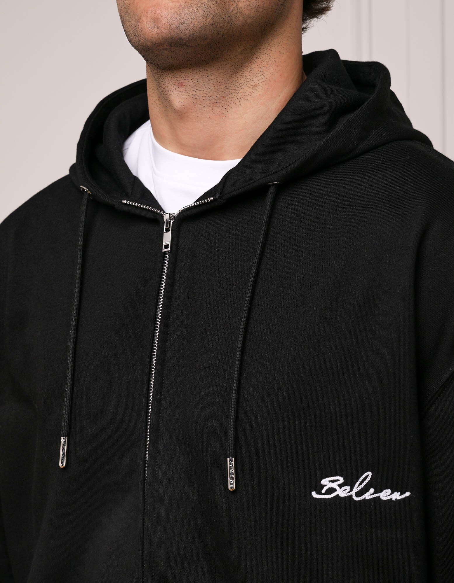 Black Logo Zip Through Hoodie - Image 5