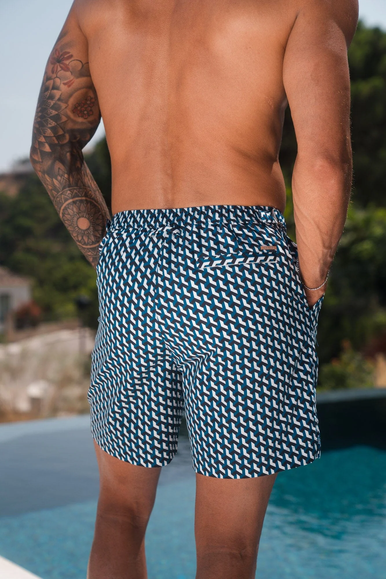 Blue Illusion Print Swimshort - Image 4