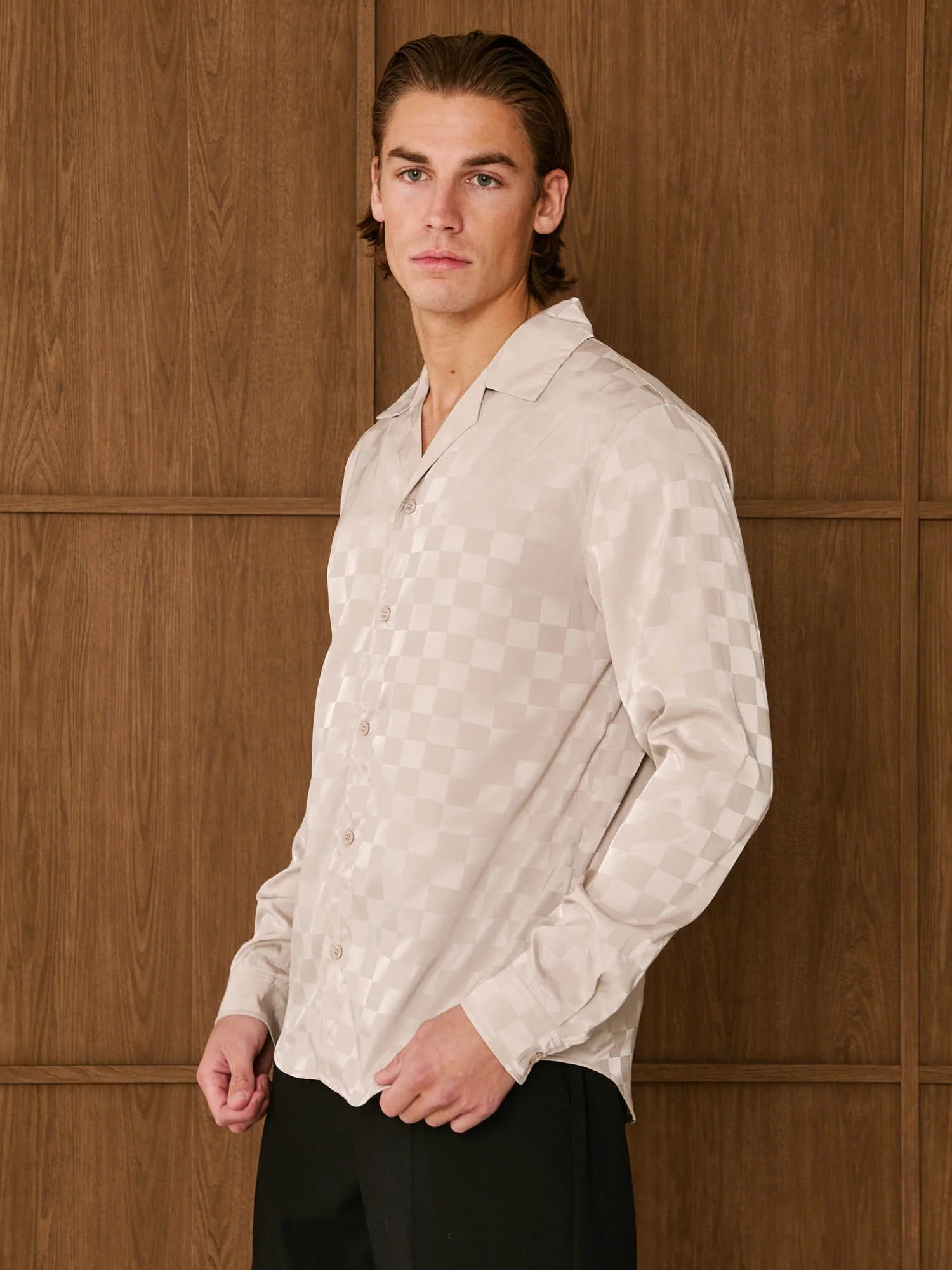Champagne Jacquard Square Shirt - Image 4