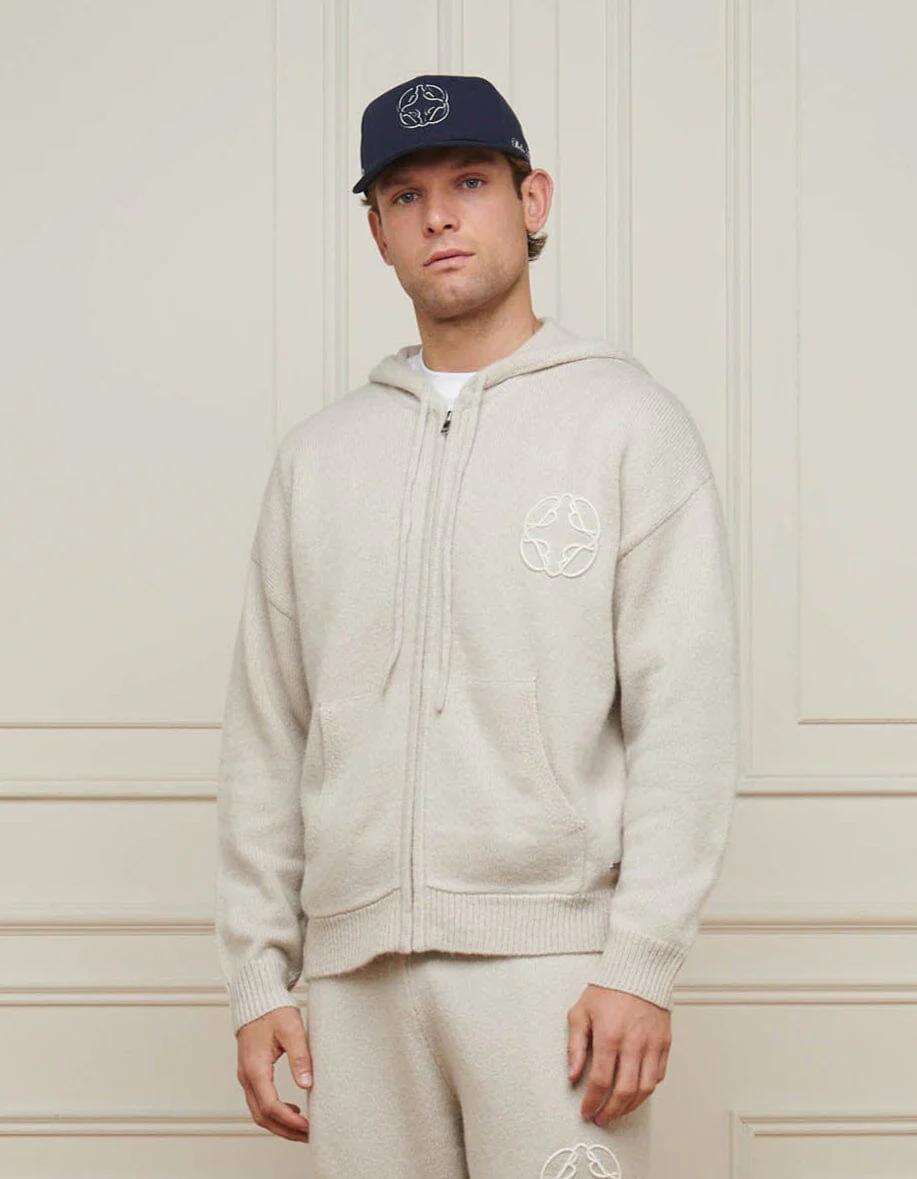 Grey Knit Mohair Hoodie - Image 3