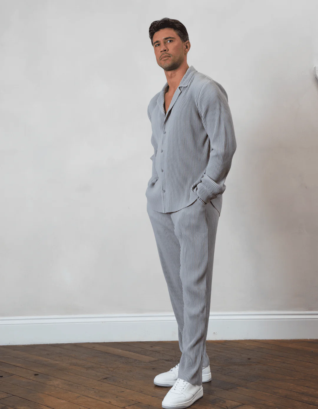 Grey Pleated L/S Shirt - Image 3