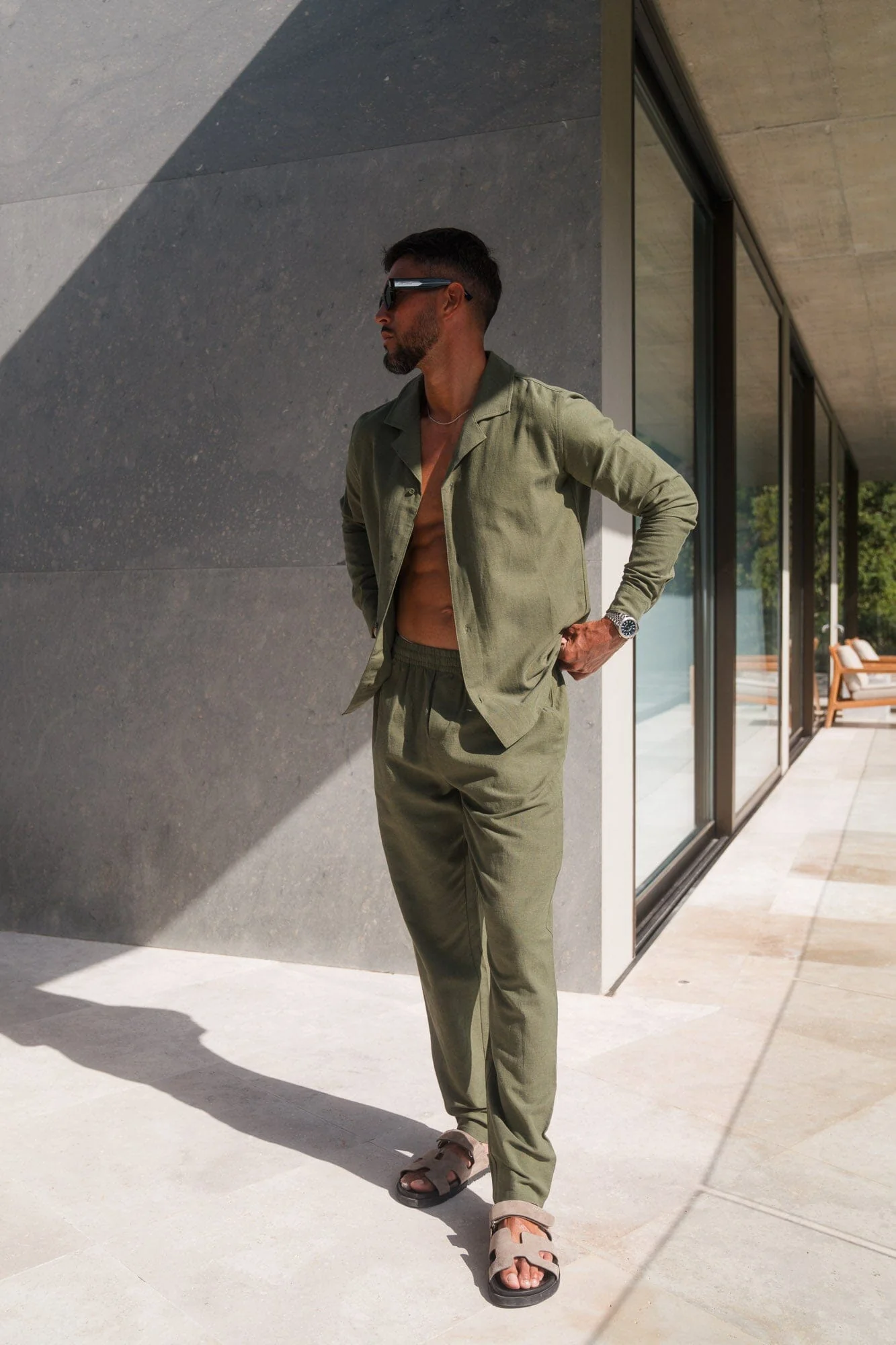 Olive Linen L/S Shirt - Image 4